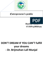 Entrepreneur's Profile: Harish Vasdev CUHP13MBA29