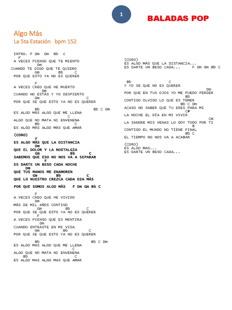 Letras de Baladas Pop: Canciones Románticas y Desamor | PDF | Amor ...