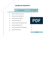 Planilla de Partidas Instalaciones