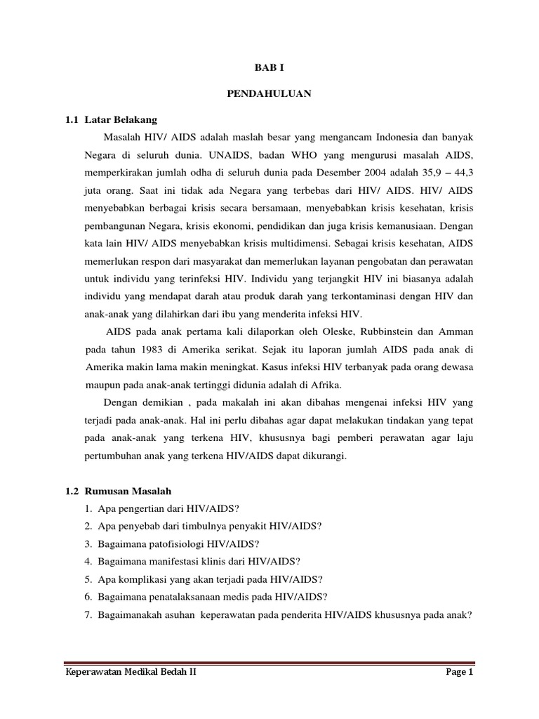 HIV dan AIDS: Patofisiologi dan Asuhan Keperawatan pada Anak | PDF