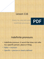 Lesson 116: Every, No, Any and Some. Indefinite Pronouns