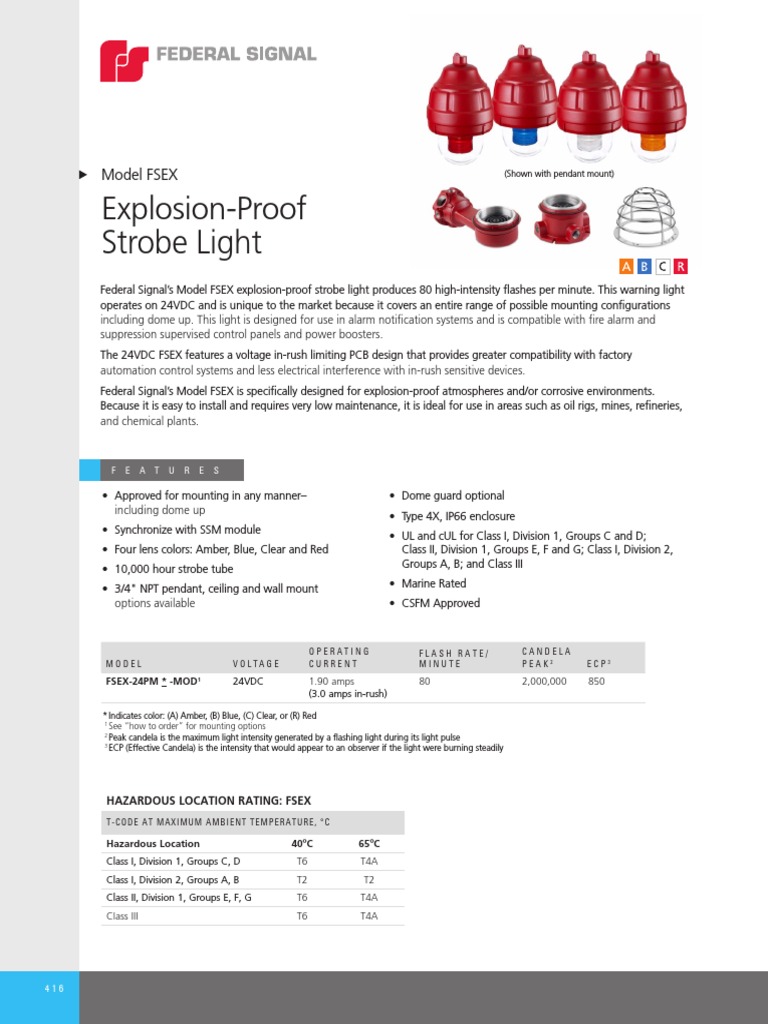 Explosion-Proof Strobe Light: Model FSEX | PDF | Electrical Components ...