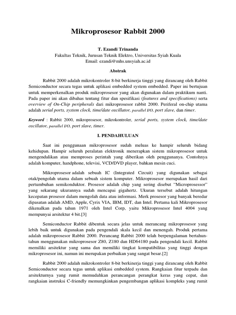 Fitur Mikroprosesor Rabbit 2000 | PDF | Komputer