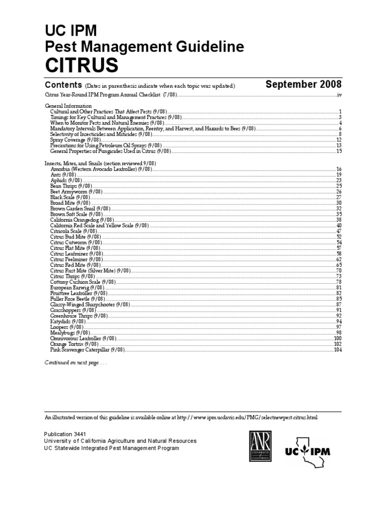Pest Management Guidelines Citrus | PDF | Biological Pest Control ...