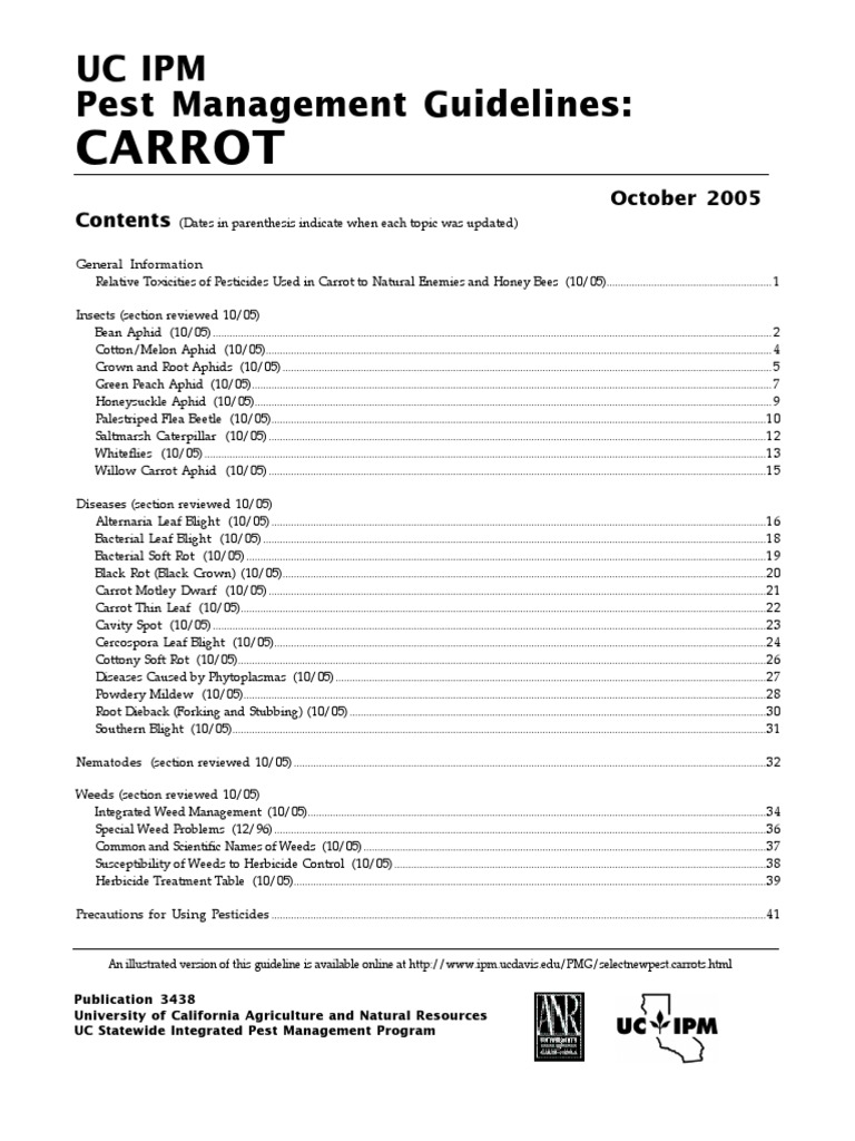 Pest Management Guidelines Carrots | PDF | Insecticide | Biological ...