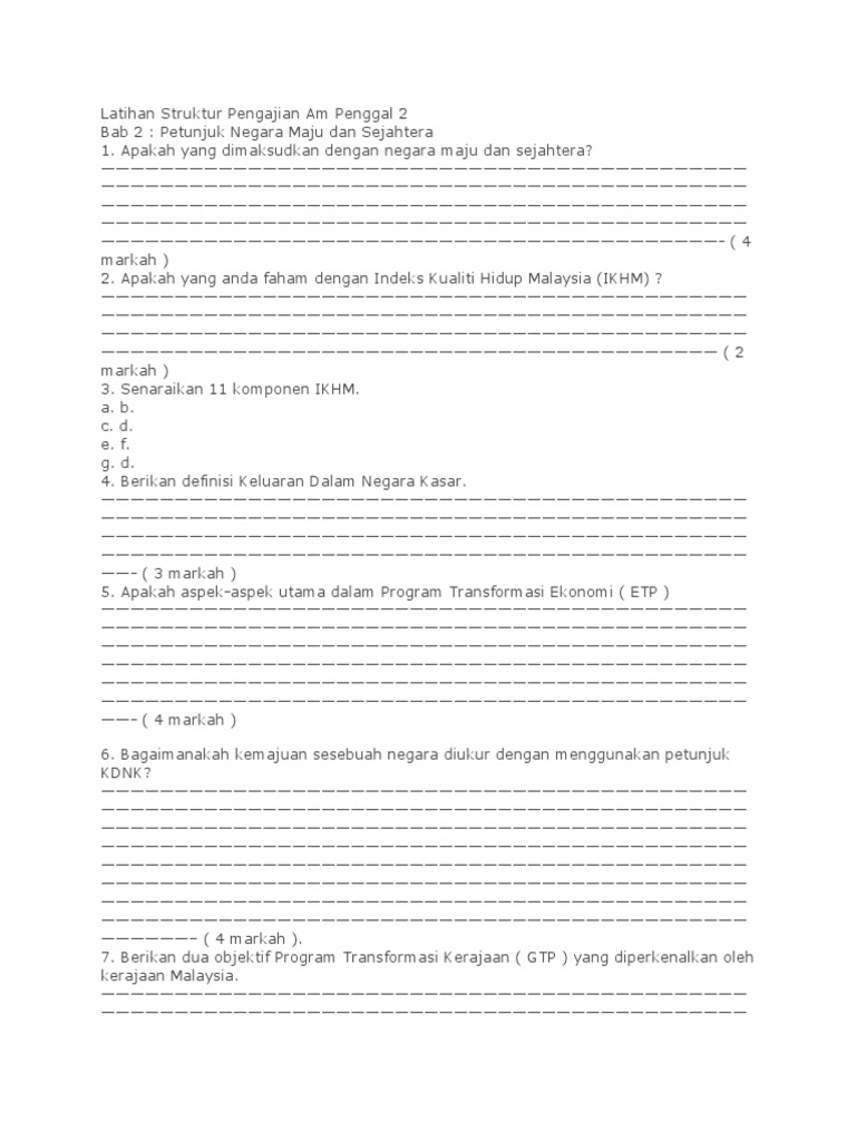 Latihan Struktur Pengajian Am Penggal 2 Pdf