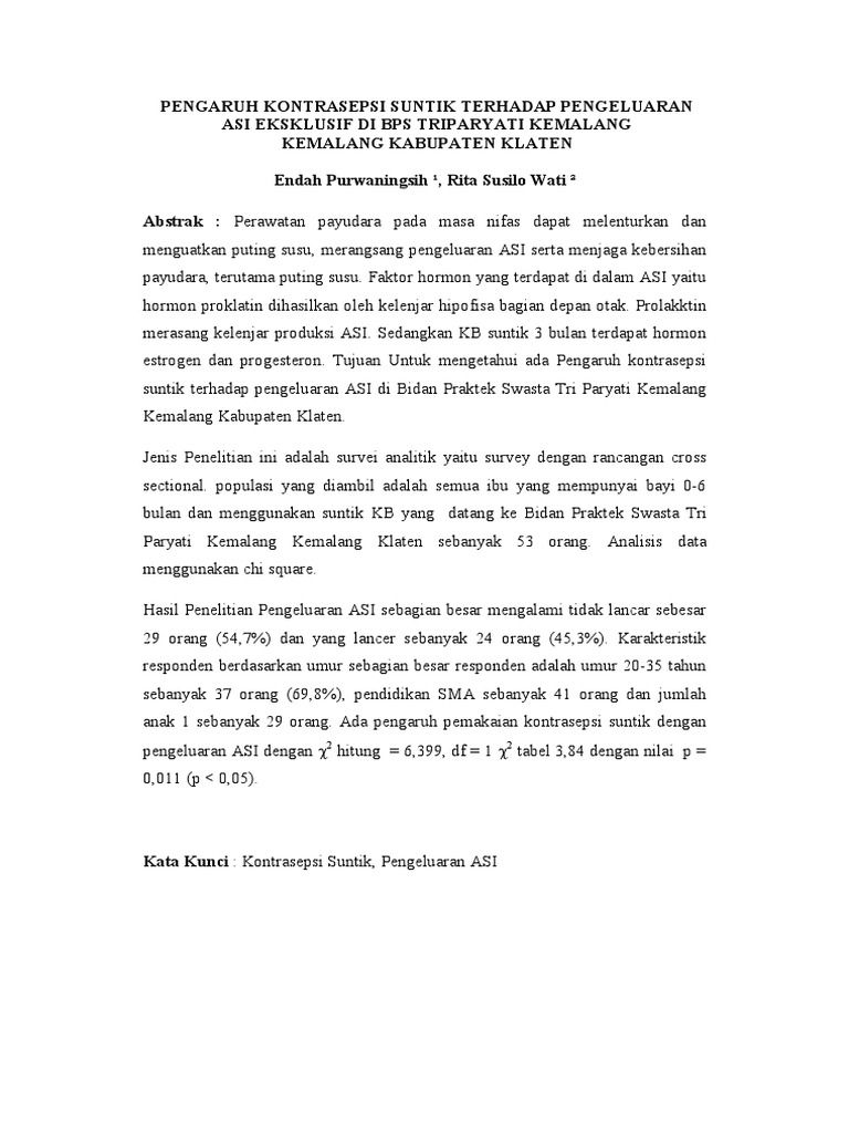 jurnal tentang kontrasepsi suntik