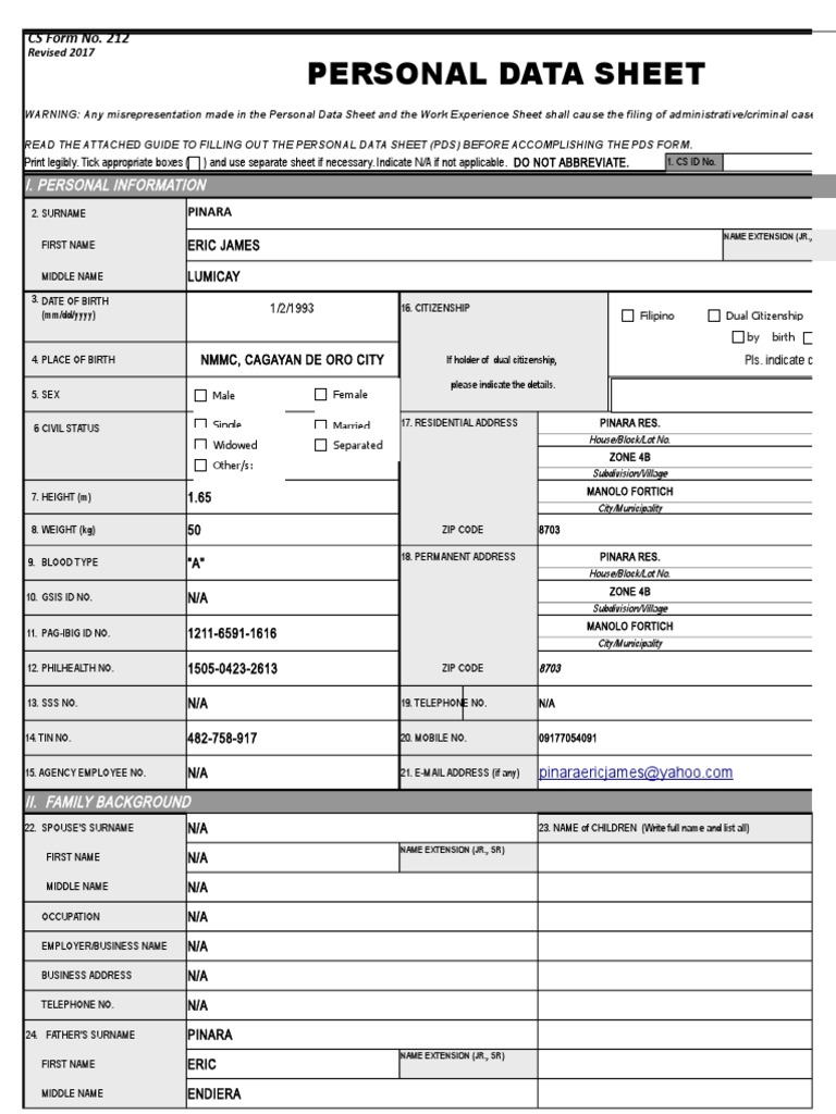 personal-data-sheet-passport-government-information