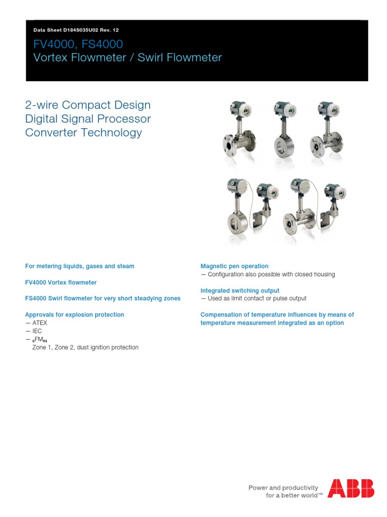 ABB_Vortex Flow Catalog Flow Measurement Fluid Dynamics