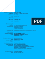 Curriculum Vitae: Personal Information