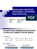 Pengujian Hipotesis Rata-Rata & Proporsi Dua Populasi