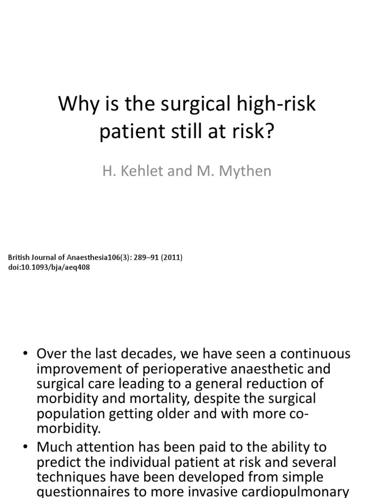 Why Is The Surgical High-Risk Patient | PDF | Perioperative | Surgery
