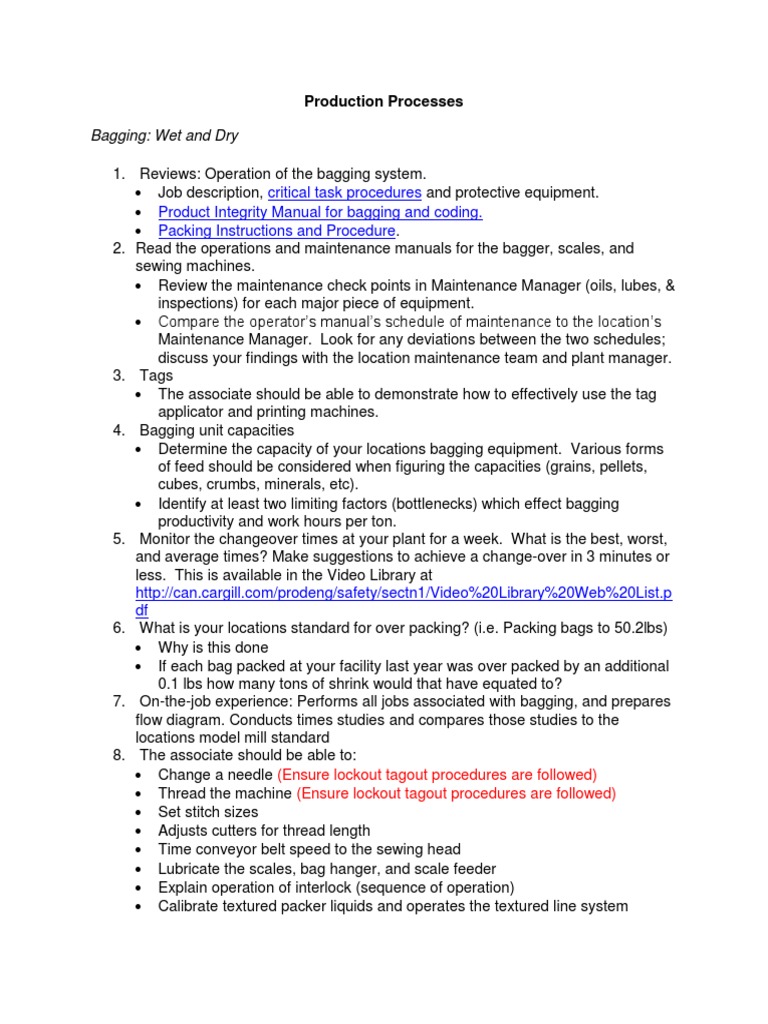 Bagging Equipment Training Manual | PDF | Industries | Business