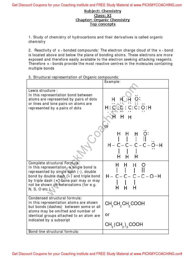 Organic Chemistry Concepts for XI Students | PDF | Isomer | Chromatography