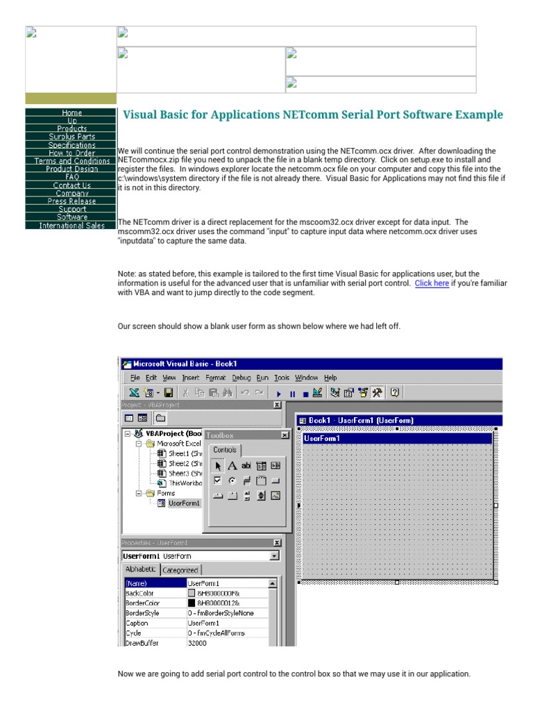 Visual Basic For Applications Serial Port Software Example