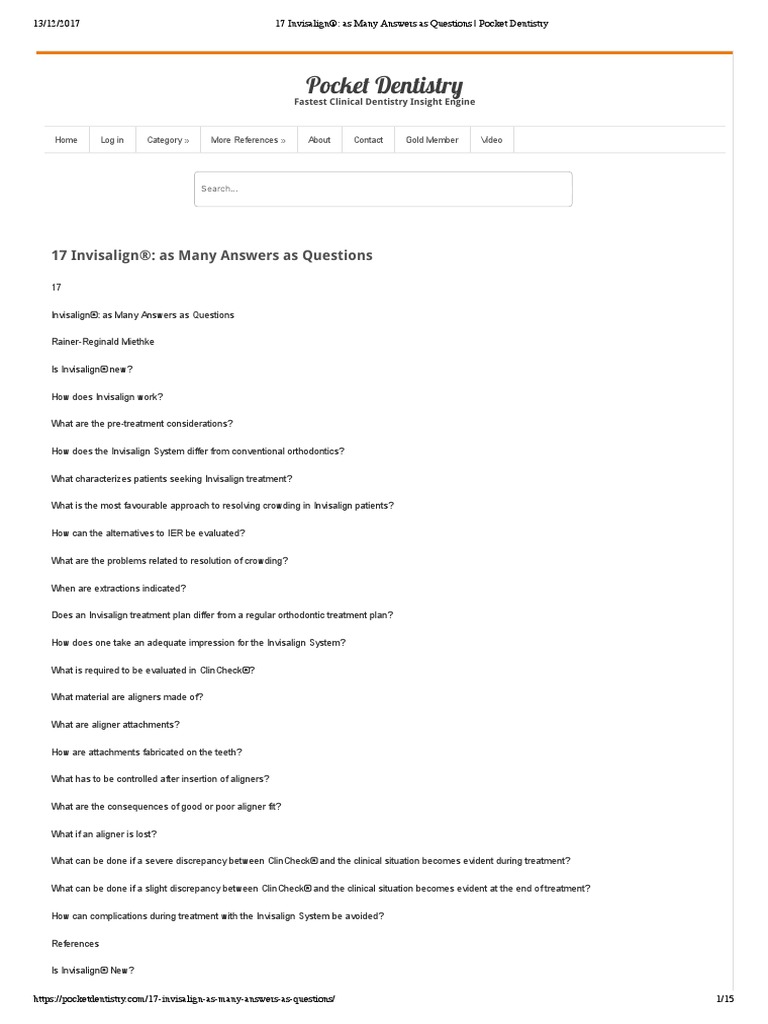 17 Invisalign® - As Many Answers As Questions - Pocket Dentistry | PDF ...