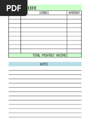 Personal Monthly Incomes and Expenses