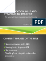 Communication Skills and Strategies To Improve It (: To Maximize Teaching/ Learning Outcomes)