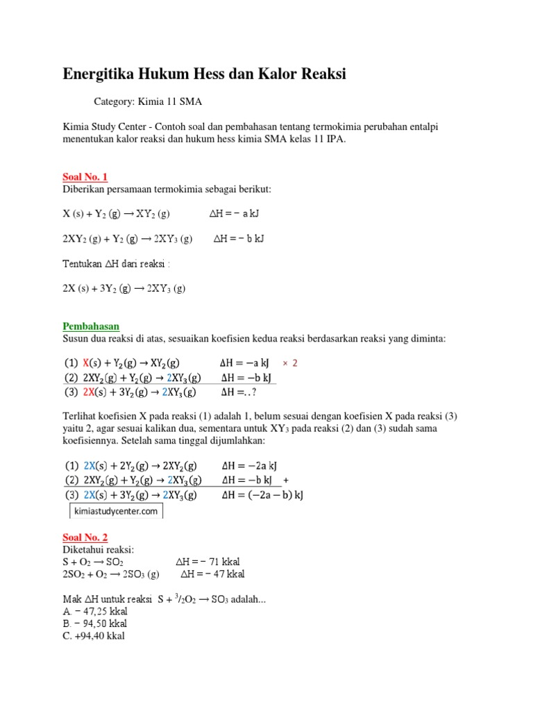 Contoh Soal Dan Pembahasan Hukum Hess Contoh Soal Terbaru