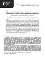 Effect of Probiotic and Prebiotic As Antibiotic Growth Promoter Substitutions On Productive and Carcass Traits of Broiler Chicks