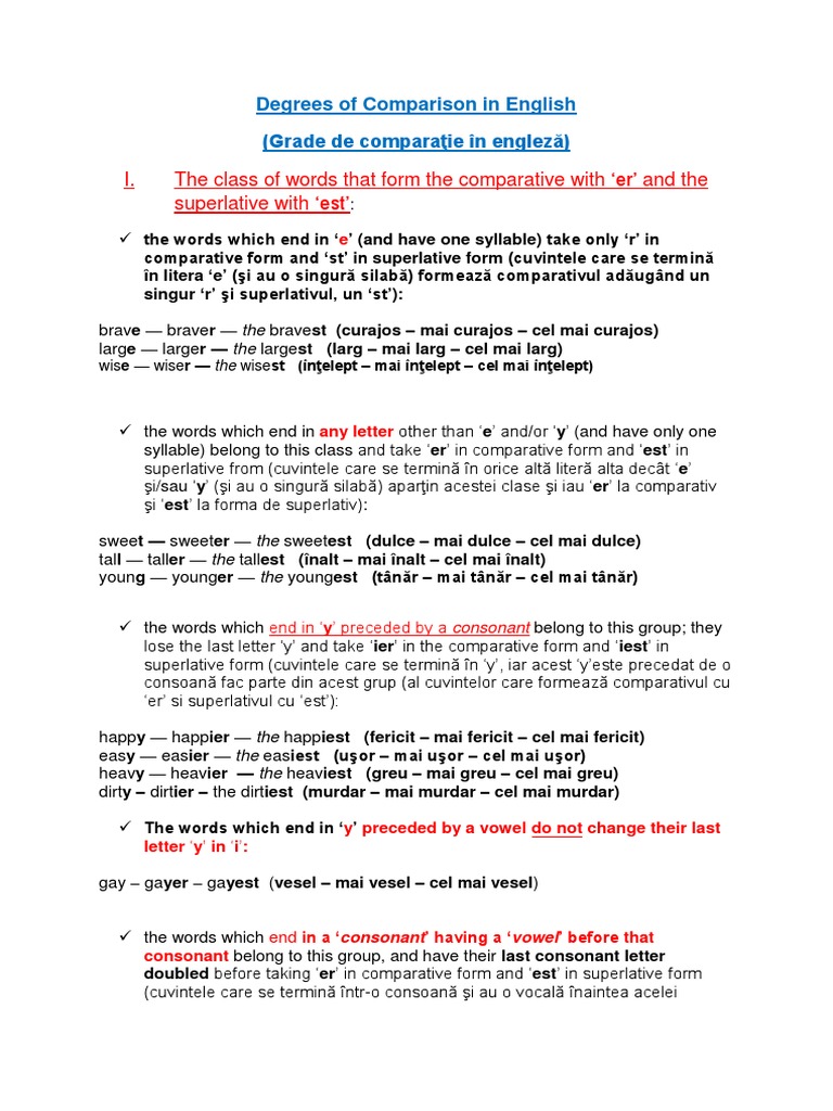 Degrees Of Comparison In English Cristi