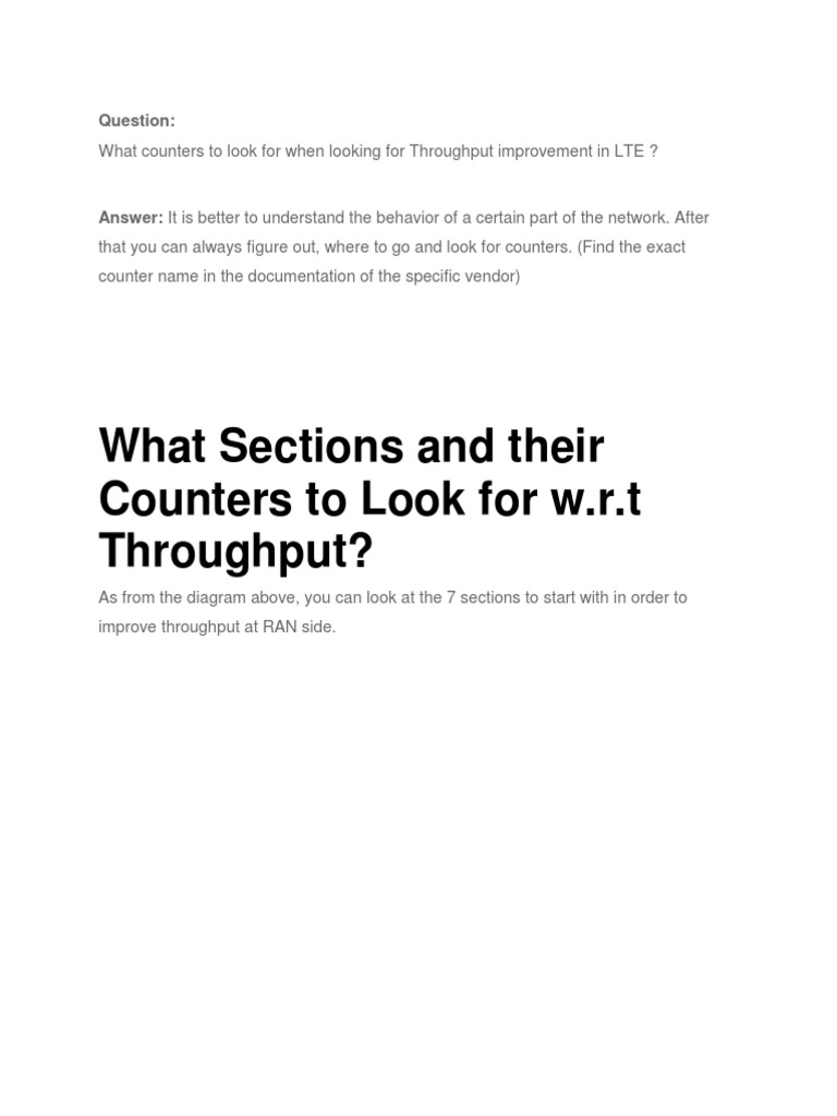 LTE Throughput Improvement Counters Guide | PDF | Data Transmission ...