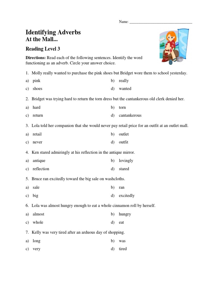 Adverbs Worksheet Pdf Grade 5