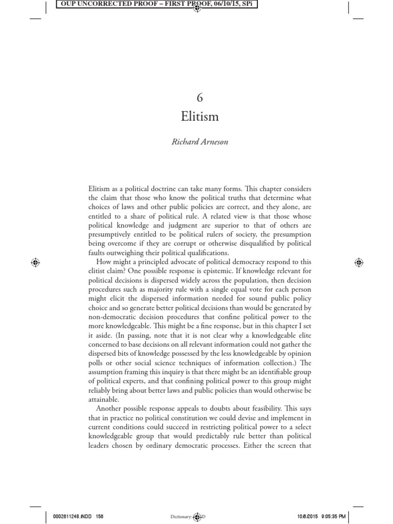 Elitism Final | Download Free PDF | Argument | Democracy