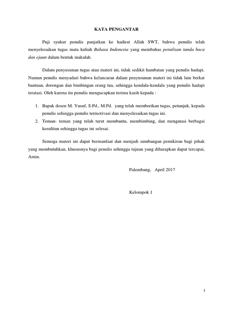 Makalah Ejaan Bahasa Indonesia Dan Tanda Baca Contoh Makalah