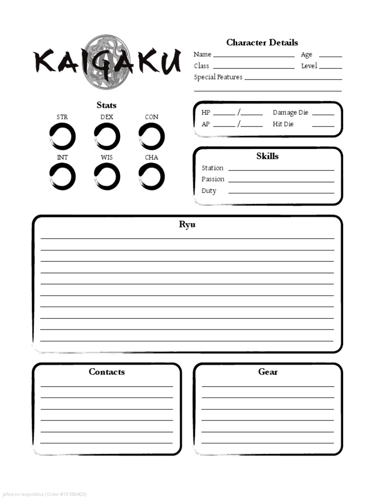 RPG Character Sheet Template | PDF