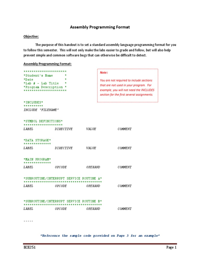 Assembly Programming Format | Subroutine | Assembly Language