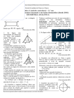 Exercícios de Geometria Analítica saídos em exames nacionais