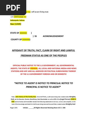 Affidavit of Truth Template #1   #TeamTyler