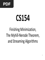 Finishing Minimization, The Myhill-Nerode Theorem, and Streaming Algorithms