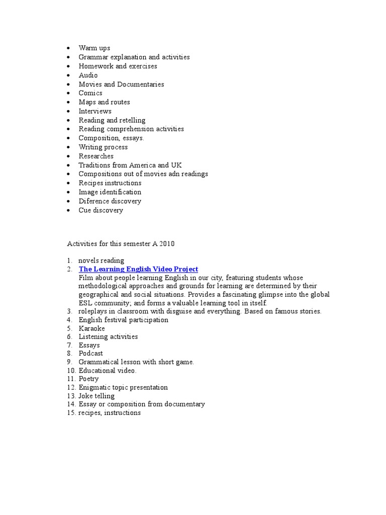 ESL Activities and Resources Guide | PDF | Language Arts & Discipline ...