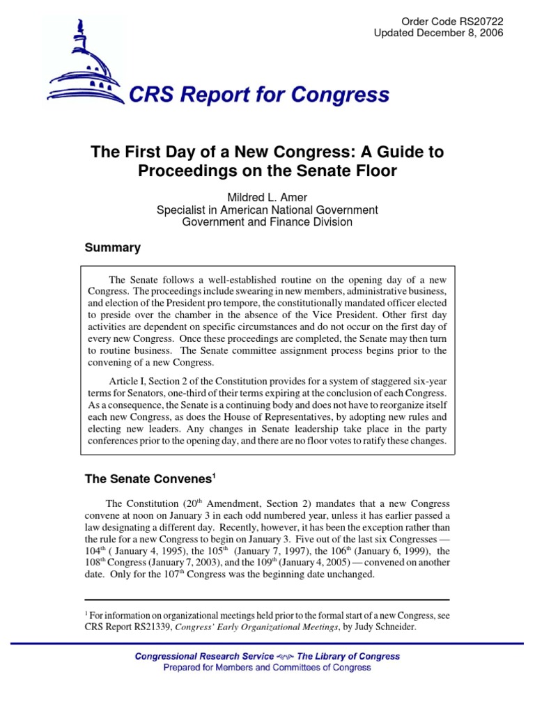 Senate Opening Day Procedures Explained | PDF | United States Senate ...