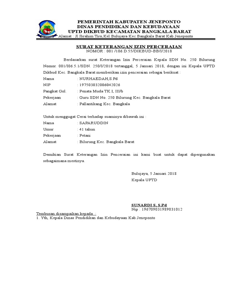 22502387 Surat Izin Cerai Pns