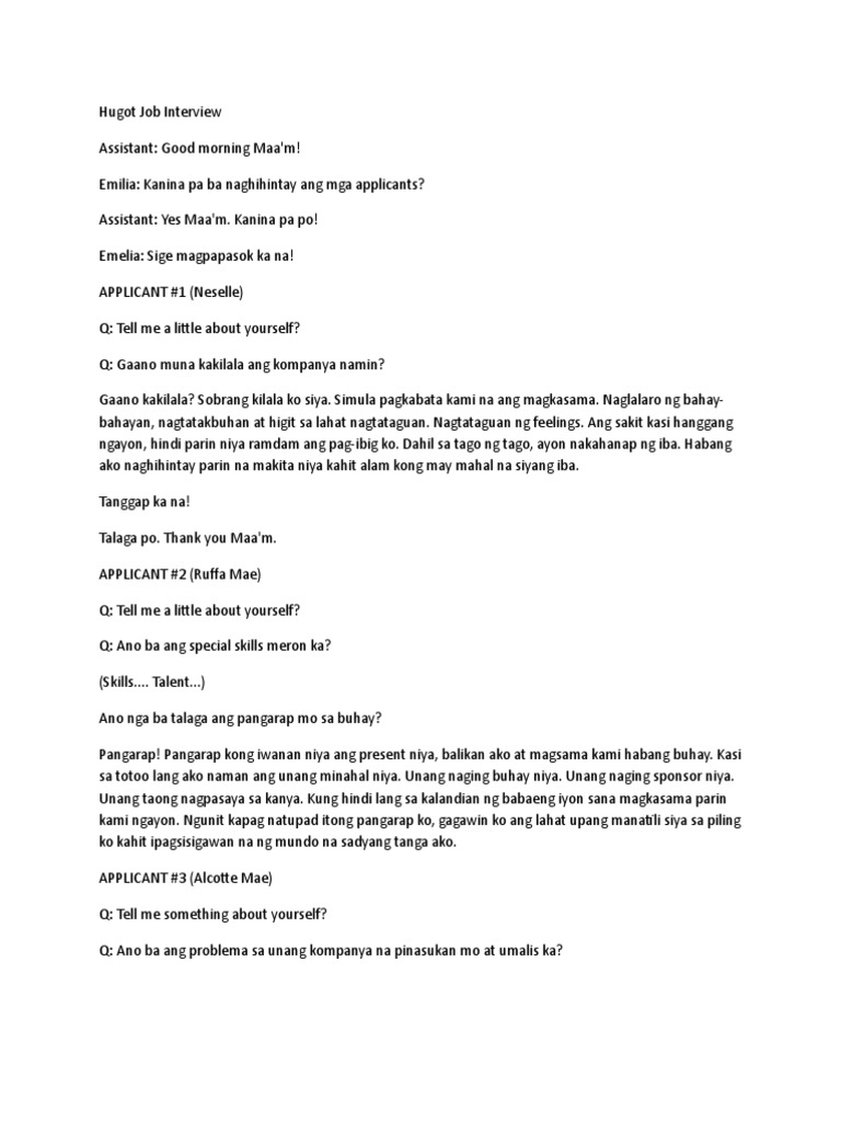 Hugot Job Interview | PDF