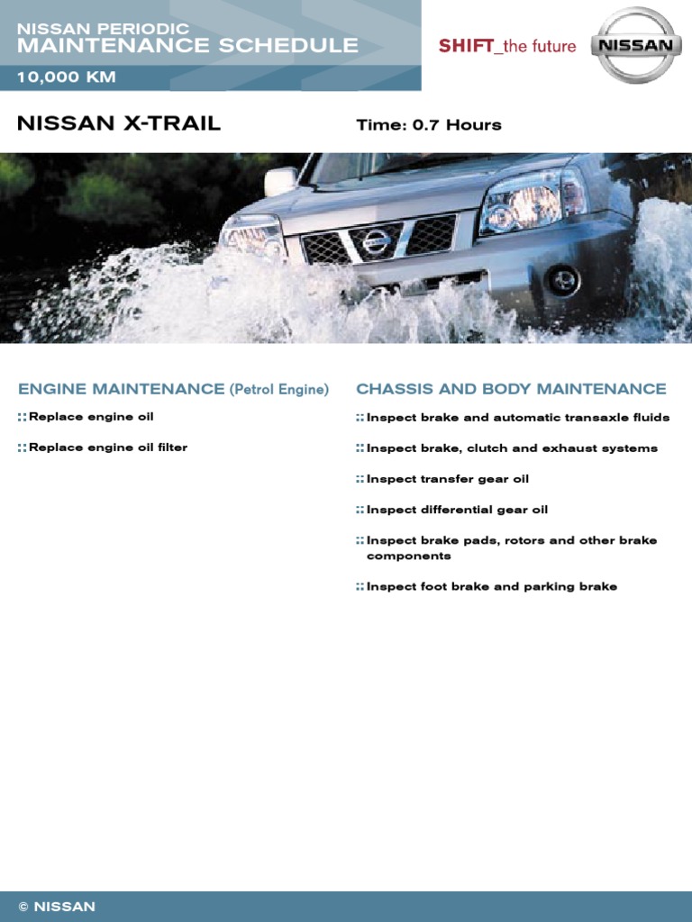 Nissan XTrail Maintenance Schedule Clutch Brake