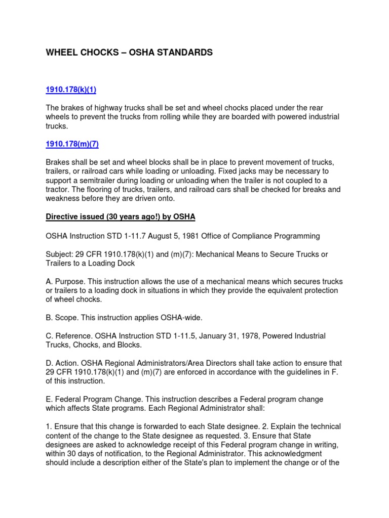 Osha Wheel Chocks PDF Truck Trailer (Vehicle)