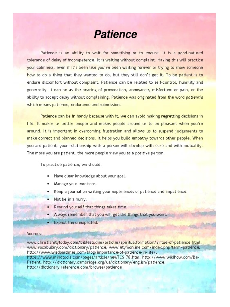 Patience | PDF | Patience | Generosity