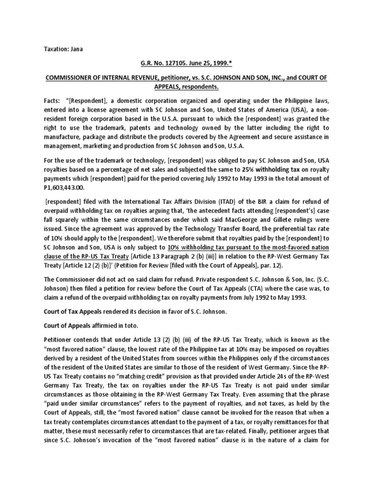 Tax (Jana) PDF Double Taxation Tax Treaty