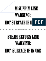 Steam Supply Line Warning