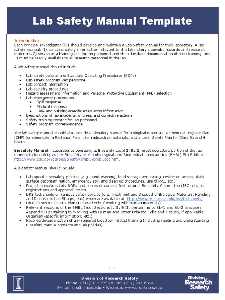 Lab Safety Manual Template PDF Laboratories Ionizing Radiation