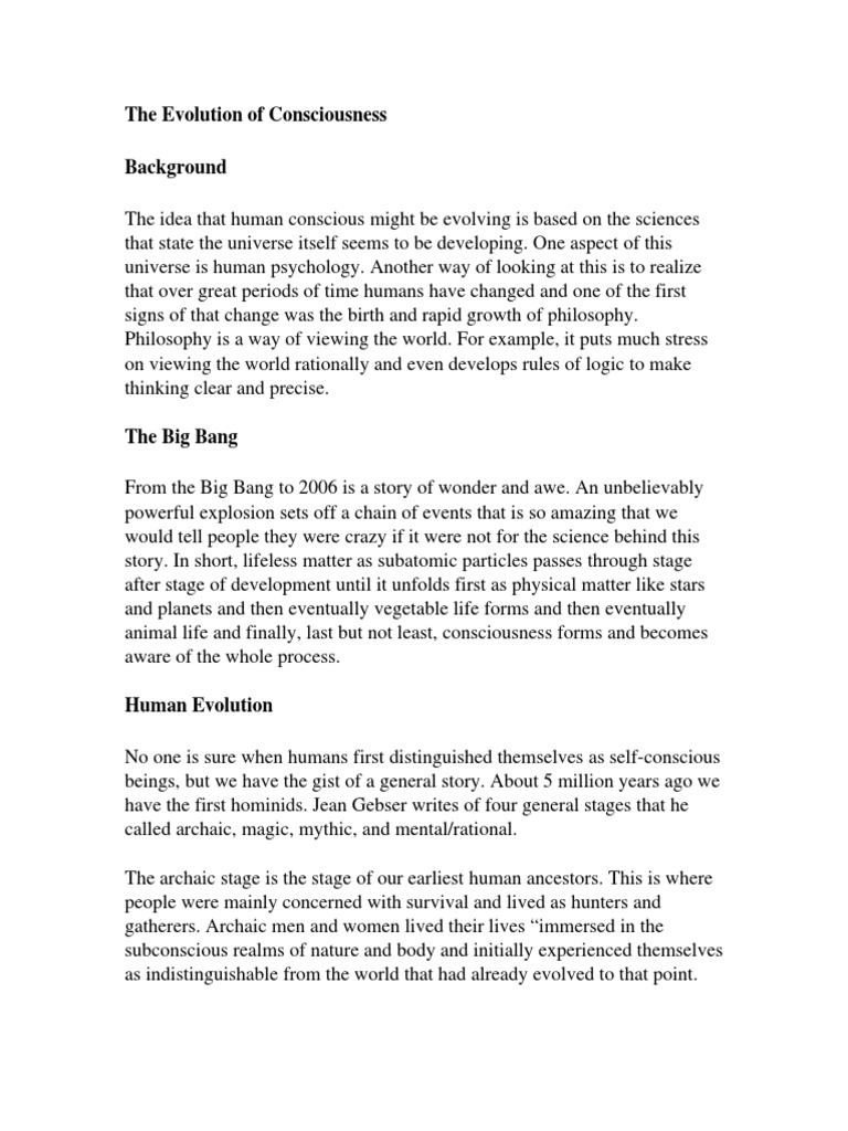 Evolution of Consciousnesshandout | PDF | Human | Consciousness