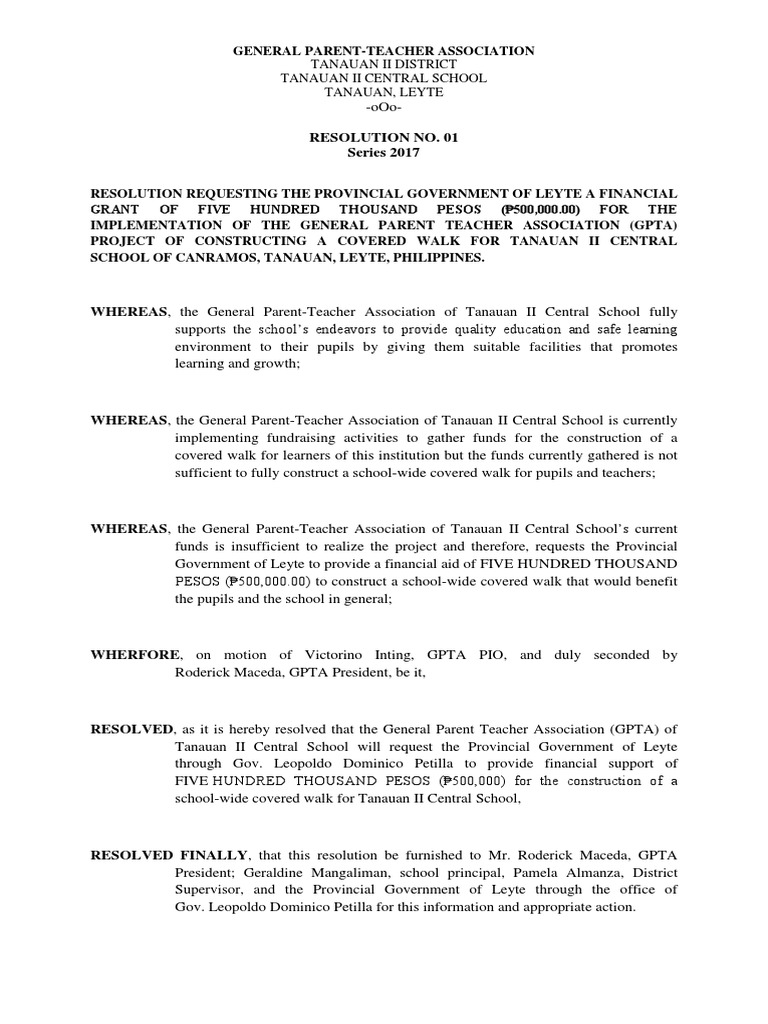 Resolution For Covered Walk PDF Educational Organizations Public Sphere