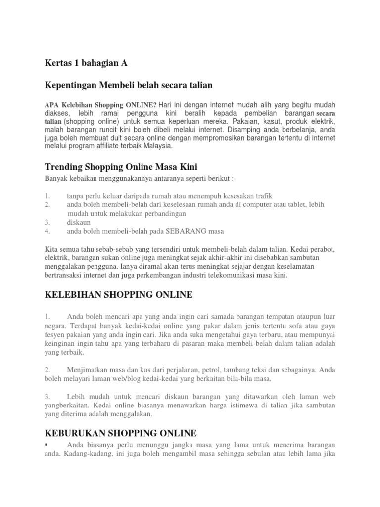 Kertas 1 Bahagian A Pdf