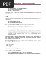 Chemical Engineering Thermodynamics - Unit 1: Energy