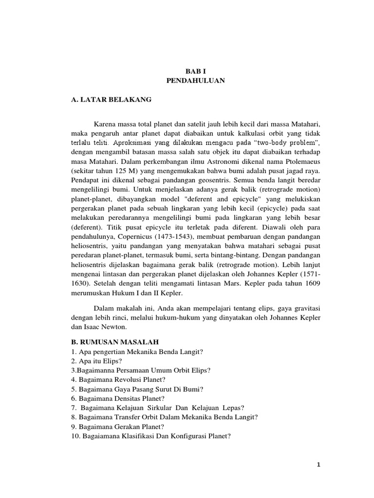 Makalah Astronomi Mekanika Benda Langit Rev