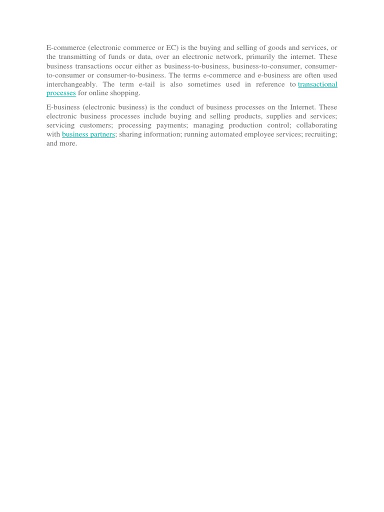 E-Commerce vs. E-Business Explained | PDF | Electronic Business | E ...